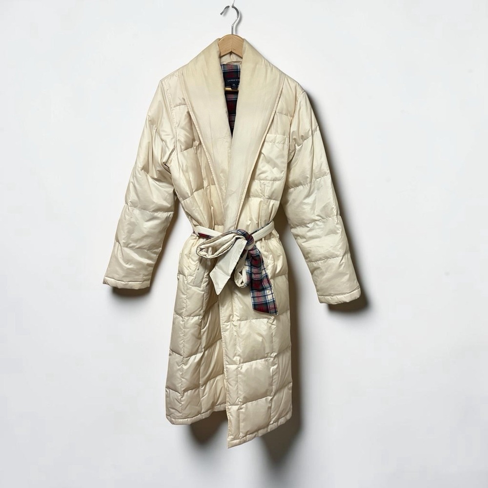 Lands' End Down Robe Mens XS Flannel Lined Rare Discontinued Puffer